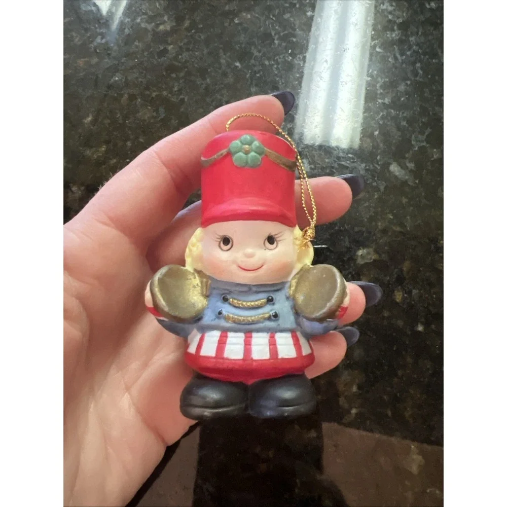 VTG Porcelain Little Boy with‎ Cymbals Christmas Ornament 3x2
